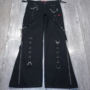 Tripp NYC Cargo Pants Womens 28/7 Black Gothic Chain Strap Studded Mallgoth